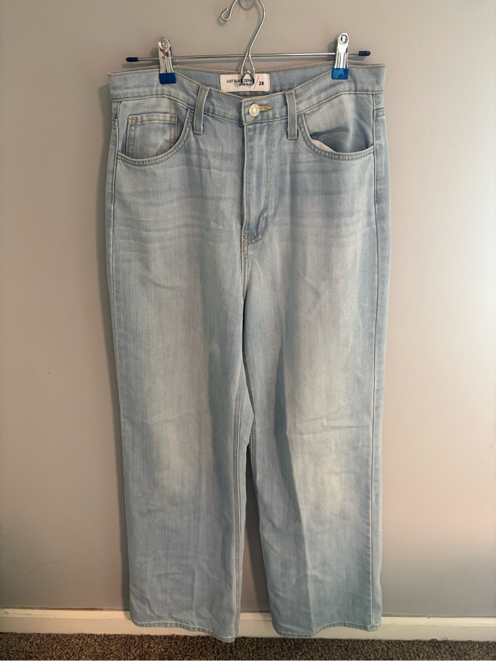 Just Black Denim light-wash high-rise wide-leg jeans